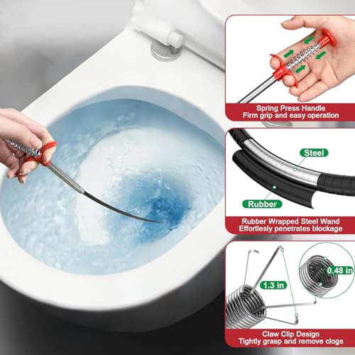 Flexible Grabber Claw Tool 118", Extra Long Grabber Reacher Tool, Drain Snake Hair Drain Clog Remover with 4-Claw Pickup Tool for Sink, Shower, Bathtub, Toilet and Pipe Cleaning - style: 118 IN