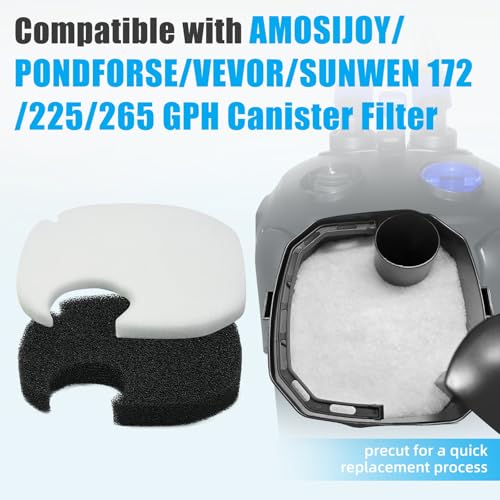 AQUANEAT 8 pcs Replacement Canister Filter Pads Compatible with AMOSIJOY/PONDFORSE 172/225/265GPH Aquarium Filter Media Generic Floss - size: 8 pcs
