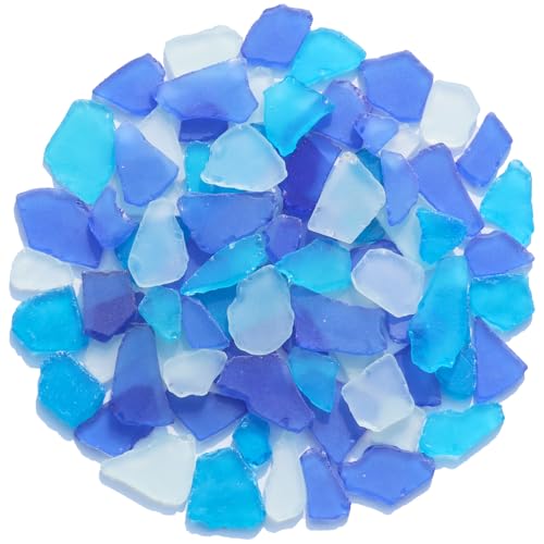 QYGL Sea Glass for Crafts - 14oz Frosted Seaglass Pieces - Vase Filler and Aquarium Ornament, DIY Craft Supplies for Art, Beach Weddings, and Home Decor (Cobalt Blue, Aquamarine, White) - color: Cobalt Blue, Aquamarine, White