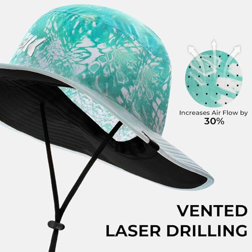 KastKing Sol Armis UPF 50 Boonie Hat - Sun Protection Hat, Fishing Hat, Beach & Hiking Hat, Paddling - color: P: Prym1 Turquoise Fizz Fade, size: Laser-vented Design