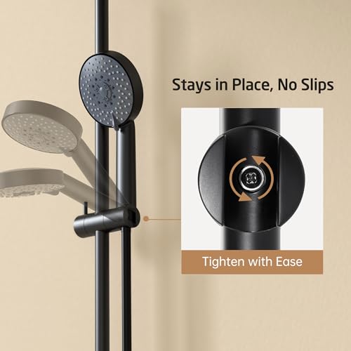 KES 30-Inch Matte Black Shower Slide Bar with Adjustable Handheld Shower Head Holder for Bathroom Wall Mount 18/8 Stainless Steel, F209S78-BK - color: Matte Black, style: 30.7-Inch+Drill Mounted