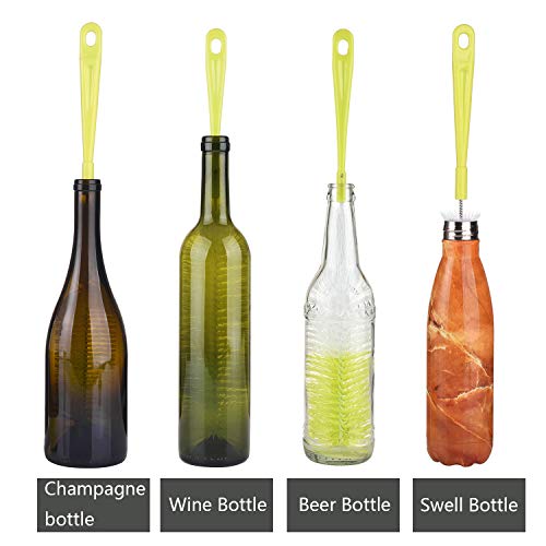 ALINK 3-Pack Long Narrow Neck Bottle Cleaning Brush for Beer, Wine, Flask, Thermos, Sport Well, Brewing Bottle and Hummingbird Feeder and Long Narrow Neck Sport Bottles - color: Ligth Green