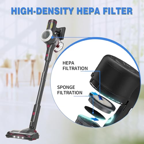 4 Pack HEPA Filters and 4 Pack Sponge Filters Replacement for Afoddon A200Pro/A200, ORFELD B08/C10A/C10G and NEQUARE S12 S25 S26 Series Cordless Vacuum Cleaner, with Foam Pre-filter