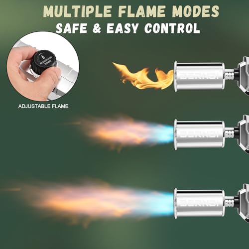 Powerful Propane Torch Gun, Kitchen Torch With Adjustable Flame, Flamethrower Blow Torch for BBQ, Campfire, Searing Steak, Camping (Propane Tank Not Included) - color: Option 4