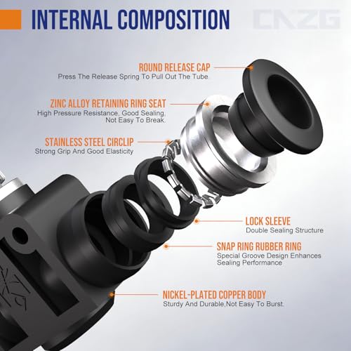 1/4" Push to Connect Valve Fittings,Pneumatic 1/4 Quick Tube Air Control Valve,Throttle Flow Speed Controller