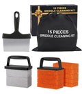 Griddle Cleaning Kit for Blackstone,15 Pieces Flat Top Grill Cleaning Kit with Grill Scraper, Griddle Bricks and Brush Easy to Remove Stain,Griddle Accessories Cleaner Tool Set with Storage Bag