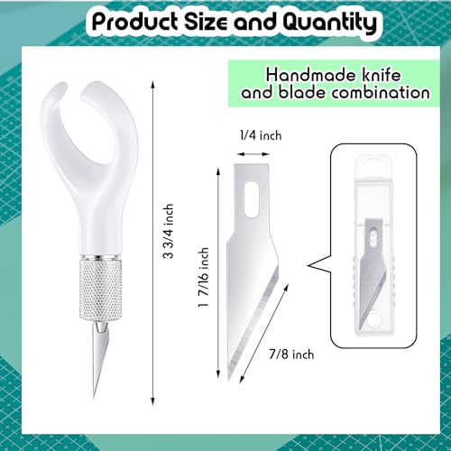 8 Set Fingertip Craft Knife 4.2 Inch Finger Detail Knife with Blades Ergonomic Hobby Handle with Finger Grip Cutting Tool for Precision Cutting and Trimming, 20 Pcs Blades