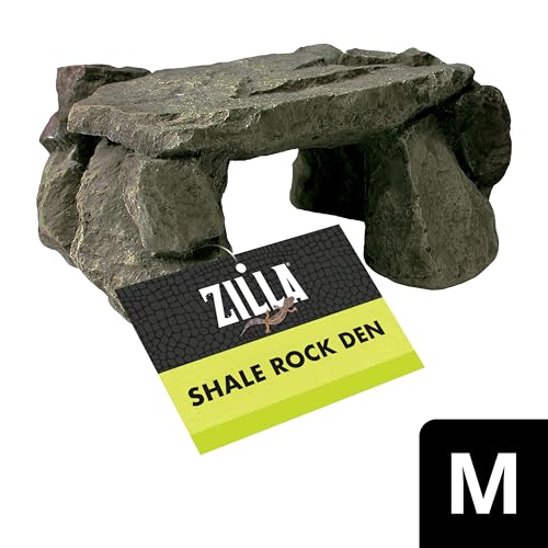 Zilla Shale Rock Den, Naturalistic Rock Décor, Perfect for Basking, Climbing, Hiding, Ideal for Aquatic or Terrestrial Reptile Habitats, Medium