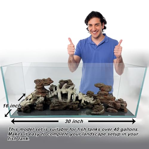 Allcolor Fish Tank Decor Rocks.Aquarium Decoration Model.Easy Superior Aquascape (Wilderness Keel) - style: Wilderness Keel