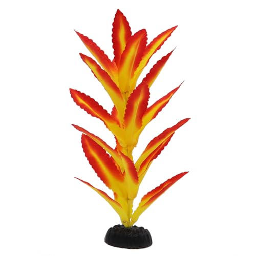 Silk Aquarium Plants for Betta Fish Tank, 2 Pcs 7.8 Inch Small Silk Aquarium Plant Aquatic Water Grass Decoration (Yellow-Red, 8 Inch) - color: Yellow-red
