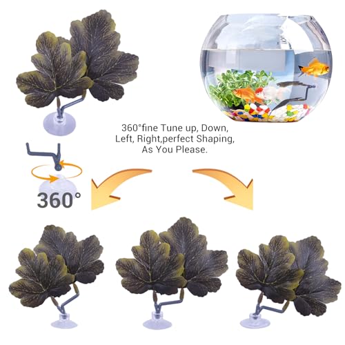 Betta Fish Hammock - Dual Leaf Design with Strong Suction Cups, Non-Toxic Durable Material for Spawning & Resting, Natural Aquarium Decor for Beta Fish Tanks (Brown, 3) - color: Brown, size: 3