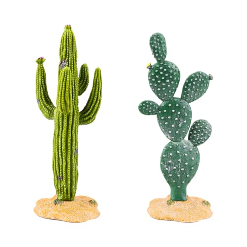 2Pcs Reptile Cactus Plants Terrarium Decoration Faux Reptile Terrarium Cactus Plant Landscape Decoration for Turtle Lizard