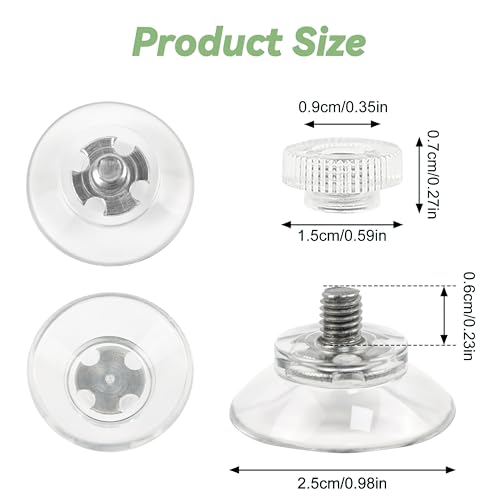 20 pcs Small Suction Cups, Suction Cups with Metal Screw, 1 inch / 25mm Clear PVC Sucker Pad Strong Adhesive Suction Hook Holder for Window Car Glass Shade Cloth Glass Bathroom Wall Door (Metal,PVC)