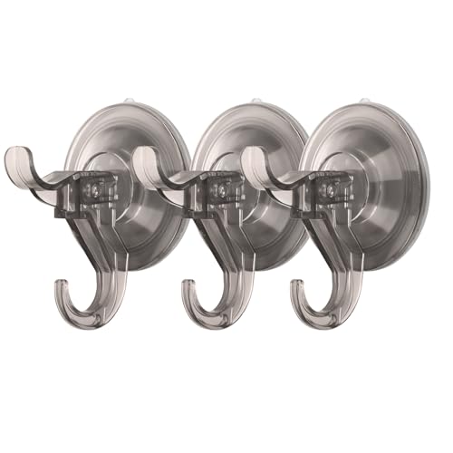 Antimbee 3 Pack Suction Cup Hooks, Clear Suction Hanger, Removable Small Hooks for Shower, Bathroom, Glass, Door, Windows, Kitchen - Up to 11 lbs on Smooth Surface (Transparent Gray) - color: Transparent Gray