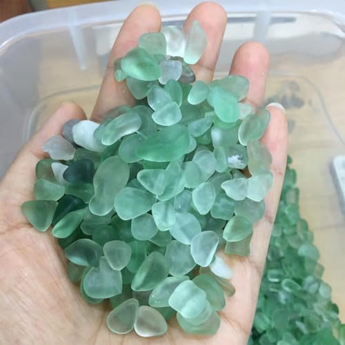 1 Lb/460g Natural Green Quartz Crystal Stones Irregular Aquarium Pebbles Rock Sands for Turtle Tank/Succulent Plants/Vase Decoration (Fill 1 Cup)
