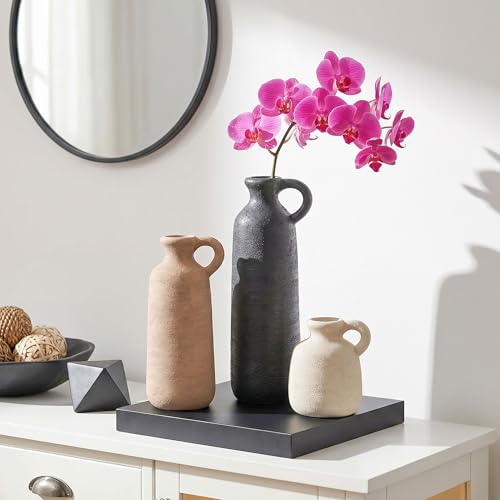 Ceramic Vase Set, 3Pcs Flower Vases for Modern Boho Farmhouse Decor, Decorative Vases for Pampas Grass & Dried Flowers, Distressed Finish - color: F