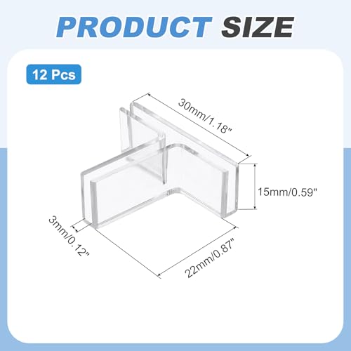 uxcell 12Pcs Plastic Glass Connector, Suitable for 3mm Thick t Shaped Glass to Glass Clamp, Fixing Bracket Rimless Clip Holder for Aquarium Fish Tank Display Shelves, Transparent - color: Transparent, size: 3mm