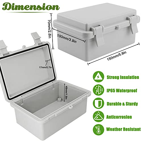 Sunnyglade ABS Plastic Dustproof Waterproof IP65 Junction Box Universal Durable Electrical Project Enclosure with Lock (3.9"x5.9"x2.8") - size: 3.9"x5.9"x2.8"