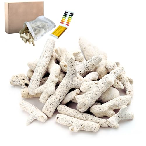 Crushed Coral for Freshwater Aquarium 500g/1.1lb Substrate Aquarium Filter Media Coral for Fish Tank Bio Media with Mesh Bag Fish Tank PH/KH Balancer Stabilize Water for Fish Tank Pond