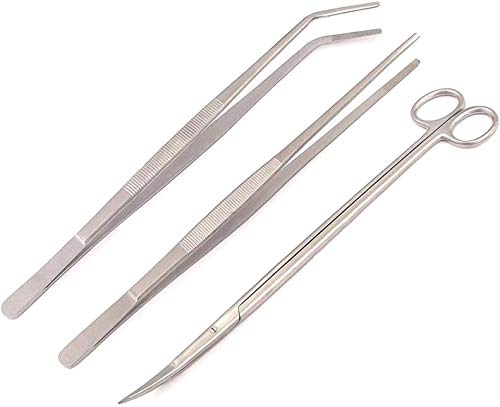3 Pcs Stainless Steel Aquarium Fish Tank Kit,Aquatic Plant Tweezer Scissors Tools Set,Fish Starter Kits for Pruning Cleaning Water Plant Grass Etc ODM