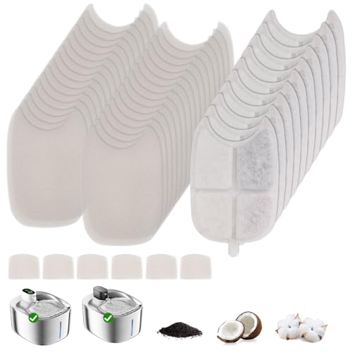 10 Pack Cat Water Fountain Filters for FS10 Plus/FS10PRO Cat/Dog Pet Drinking Fountain for 138 fl oz/4L with 32 Pack Pre-Filter Sponges & 6 Pump Filter - color: 10 Filters + 32 Sponges & 6 Pump Filters