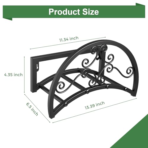 OLV Garden Hose Holder, Heavy Duty Water Hose Holder Wall Mount Holds 125-ft Water Pipe, Decorative Detachable Metal Hose Hanger Storage Organizer Reel Rack for Outside Lawn Yard Farm, Black