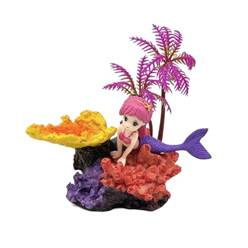 Aquarium Decor Fish Tank Decorations Resin Coral Ornament, Small Mermaid Aquarium Accessories Hideout for Betta Shrimp Goldfish, Artificial Reef Fish Tank Accessories Decorations - color: Mermaid Coral