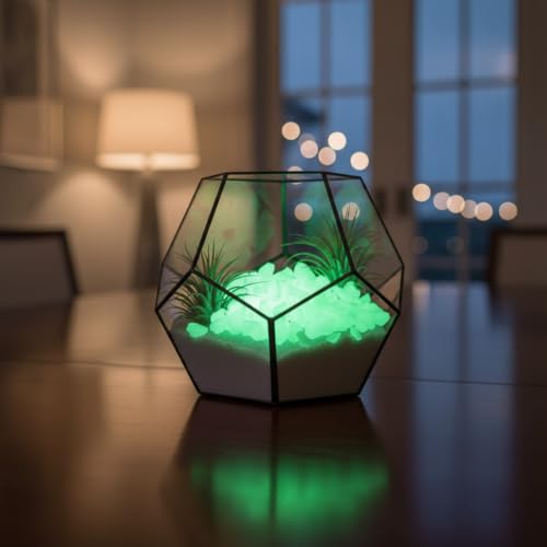 Shiny Stone Glow in The Dark Aquarium Neon Gravel Sand, Decorative Rocks for Fish Tank and Fairy Garden, Home Dec,305g/0.67lbs (8-15mm, Yellow Green) - color: Yellow Green, size: 8-15mm
