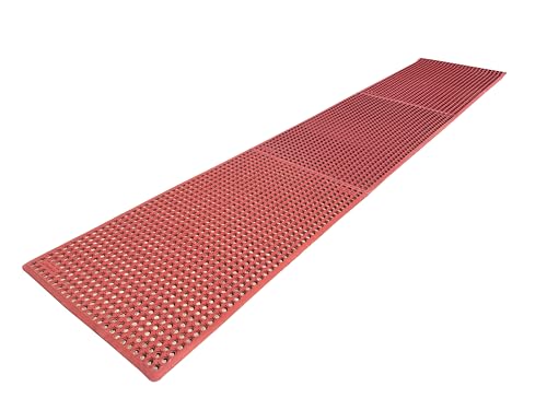 Rhino Mats, K-Series Comfort Tract Anti-Fatigue Drain-Thru Beveled Floor Mat, Drainage Non-Slip Grease-Resistance for Kitchen, Restaurant, Pool, Gym, Bar or Patio (Terra Cotta, 3' x 10' x 0.5") - size: 3' x 10' x 0.5" Terra Cotta