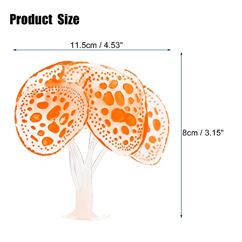 VOCOSTE Soft Silicone Glowing Aquarium Simulation Coral with Sucker, Fluorescence Aquatic Artificial Water Plants for Fish Tank Decoration, Orange - color: Orange