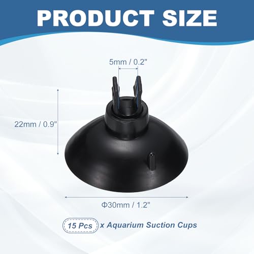 Aquarium Suction Cups, Fish Tank Suction Cups Clips Airline Tube Holders Clamps (Plastic, 15Pcs, Black) for 0.2" Fish Tank Airline Tubing Binding Moss Shrimp Nest, 5x30MM - color: Black, size: 5x30MM