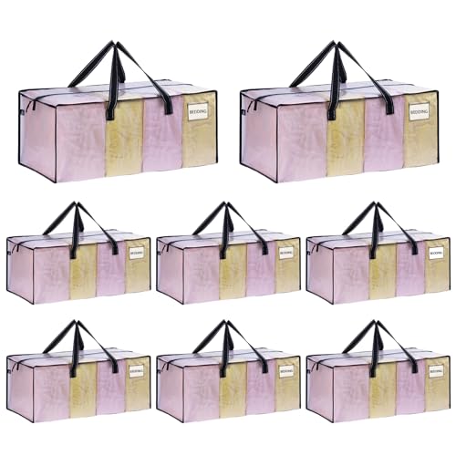 VENO 8 Pack Heavy Duty Moving Bags, Clear Packing Bags for Easy Visibility, Alternative to Moving Boxes, Storage Bins for Clothes, Blankets, Comforters, College Dorm Essentials (Clear, 8 Pack) - color: Clear, size: 8 Pack