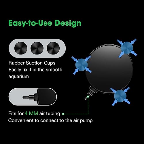 VIVOSUN Air Stone Disc 4 x 4 Inch with Shell and Sucker for Aquarium, Fish Tank and Hydroponics Air Pump - size: 4 inch