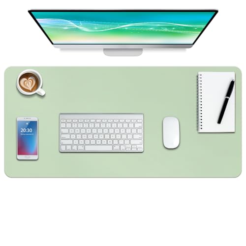 Boutilon Leather Desk Pad Protector,Non-Slip Mouse Pad,Laptop Desk Pad,Office Mouse Mat,Waterproof Leather Desk Blotter,Desk Writing Pad for Office and Home (S-Green,24"x 14") - color: Green, size: S 24" x 14"