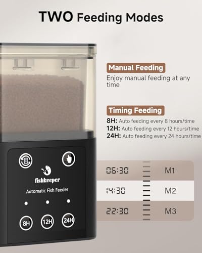 fishkeeper Automatic Fish Feeder for Aquarium - 320ML Large Capacity Adjustable Fish Feeder Automatic Dispenser with Timer for Vacation, Weekend or Daily Use, Three Fixed Methods - size: 320ML