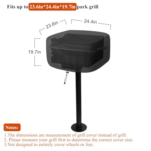 Heavy Duty 600D Park Style Grill Cover, Waterproof Outdoor BBQ Cover for Rectangular Table Top Grills, Upgraded Rip-Proof Oxford Fabric with Seam Tape (Fits up to 24.4"x23.6"x19.7")
