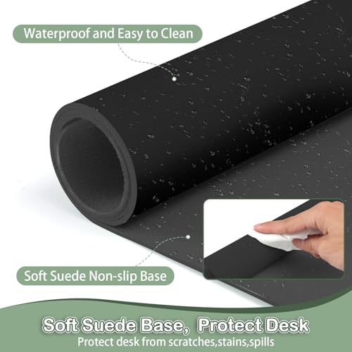‎Boutilon Leather Desk Pad Protector,Non-Slip Mouse Pad,Laptop Desk Pad,Office Mouse Mat,Waterproof Leather Desk Blotter,Desk Writing Pad for Office and Home,Laptop Blotter (S-Black,24"x 14") - color: Black, size: S 24" x 14"
