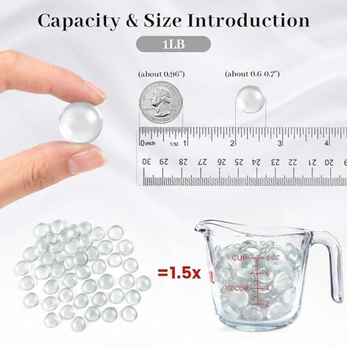 FUTUREPLUSX 1LB Clear Flat Glass Marbles, Vase Filler Glass Pebbles Floral Beads Table Aquarium Gravel Decoration DIY Craft - color: Clear-1