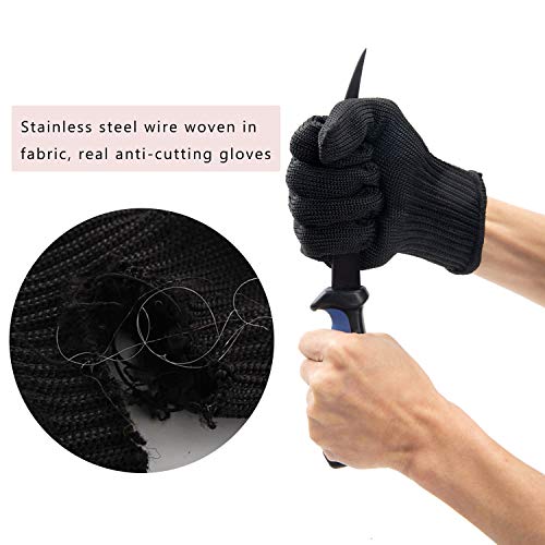 Fishing Knife, Fish Cleaning Kit 7 PC Set with Fish Knife, Fish Scale Cleaning Brush, Multi-Functional Scissors, Anti-Cutting Gloves, Fishbone Tweezers, Storage Bag