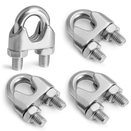 12pcs M10 Wire Rope Clamp, 3/8 inch Cable Clamps Stainless Steel Wire Rope Clips - size: M10