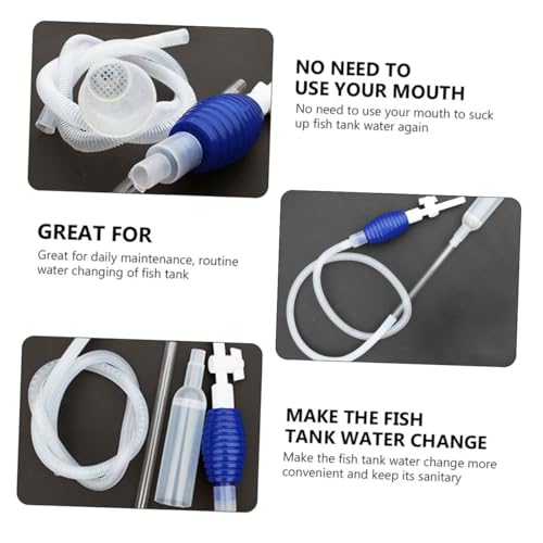 Beaupretty Aquarium Fish Tank Cleaner Manual Water Pump Siphon Vacuum Gravel Medium Size White for Fish Tank Water Change and Gravel Washing