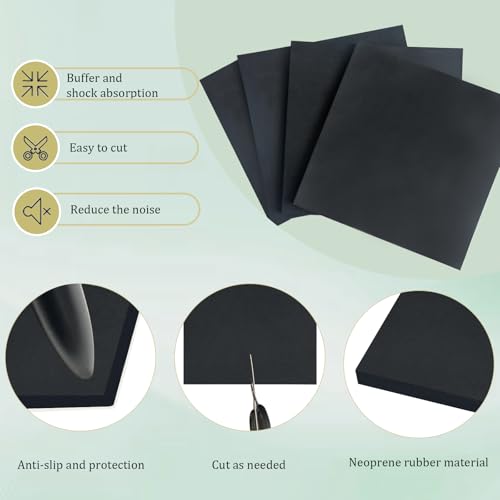 4 Pieces Anti Vibration Pads 1/4 in Thick X 4 in X 4 in, Neoprene Rubber Pads, Hard Rubber Block for Anti-Slip, Shock Absorption, Protection - size: 4in X 4in X 1/4in, style: No adhesive,Rubber