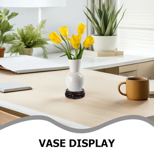 Wooden Display Stand Small round Vase Riser Pedestal Blackwood Base 5cm Diameter 2.5cm Height Stable Home Decor for Teapot Aquarium Fish Bowl