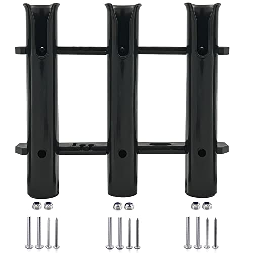 ISURE MARINE Fishing Rod Holder Bracket Wall Mounted Boat Side Mount Tool Holder Tube Links with Screws 2/3/4/6 Pole Tube (White/Black) - color: 3-Link Black