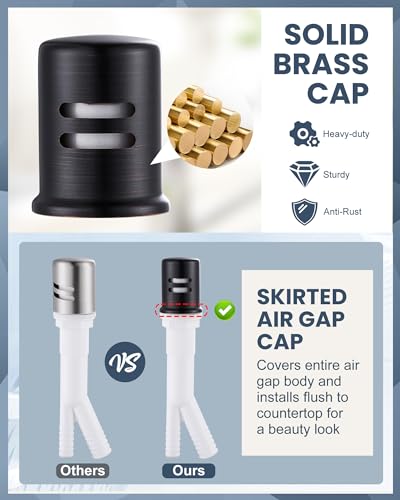 Kitchen Faucet with Air Gap: WOWOW Stainless Steel Kitchen Sink Faucet and Dishwasher Air Gap Kits for Kitchen Sink 2 or 4 Hole, Oil Rubbed Bronze Kitchen Faucet Combo with Sprayer - color: C: Oil Rubbed Bronze, style: Kitchen Faucet with Air Gap Kit