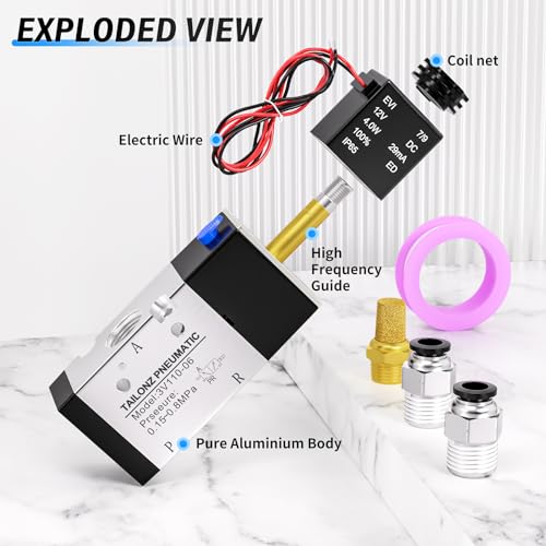 TAILONZ PNEUMATIC 1/4"NPT Solenoid Valve 3V210-08 DC12V Single Coil Pilot-Operated Electric 2 Position 3 Way Connection Type(Outlet wire) - size: 1/4"NPT/DC12V/Out of line, style: 2 Position 3 Way