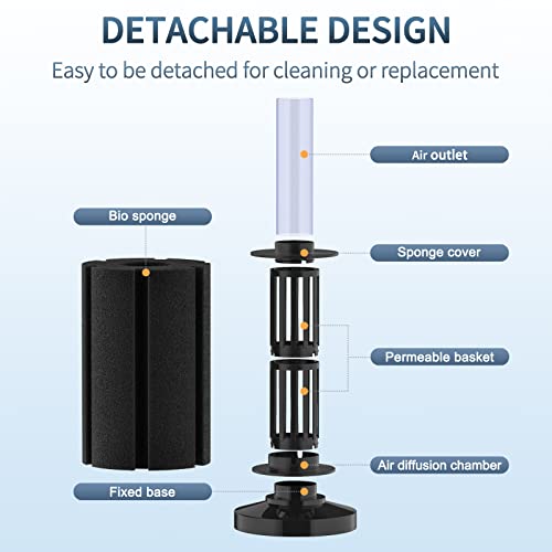 Pawfly Aquarium Bio Sponge Filter Small Fish Foam Filter with Airline Tubing Suction Cups Check Valve Connectors and Control Valve for Fish Tanks up to 20 Gallons