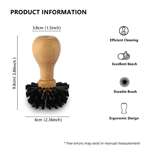 MHW-3BOMBER Coffee Portafilter Cleaning Brush Espresso Machine Portafilter Brush Speacial for 58mm Portafilter Professional Barista Cleaning Tools Effectively Cleaning B5341 - color: Wood-58mm