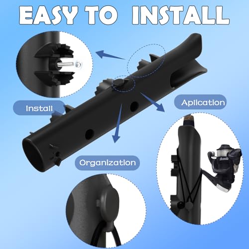Aventik Tube Fishing Rod Holder Bracket Wall Mounted Boat Side Mount Tool Holder Tube Links with Screws 1/2/3/4/6 Pole Tube Fishing Rod Holders - color: 2-Pole Black