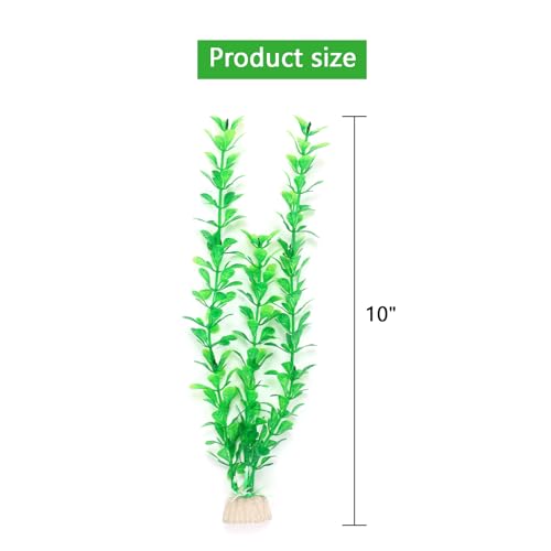 AQUANEAT Artificial Fish Tank Plants, Plastic Aquarium Decorations, 10pcs Large Fish Decor(Green)